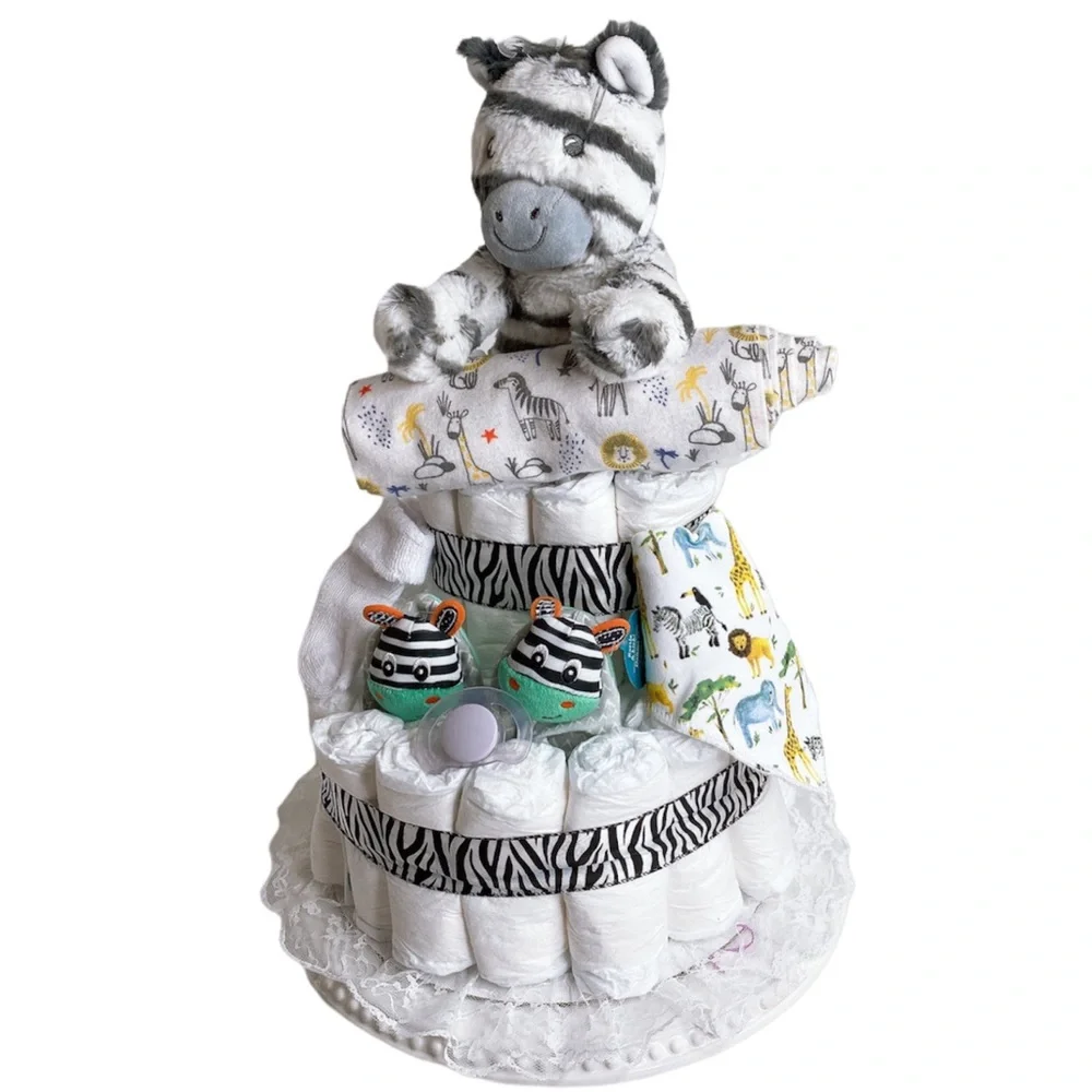 Zebra Diaper Cake, Safari Themed